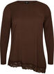 Blouse en jersey avec bordure en dentelle asym&eacute;trique, Marron, Packshot image number 0