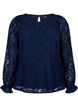 Kanten blouse met lange mouwen, Navy Blazer, Packshot image number 0