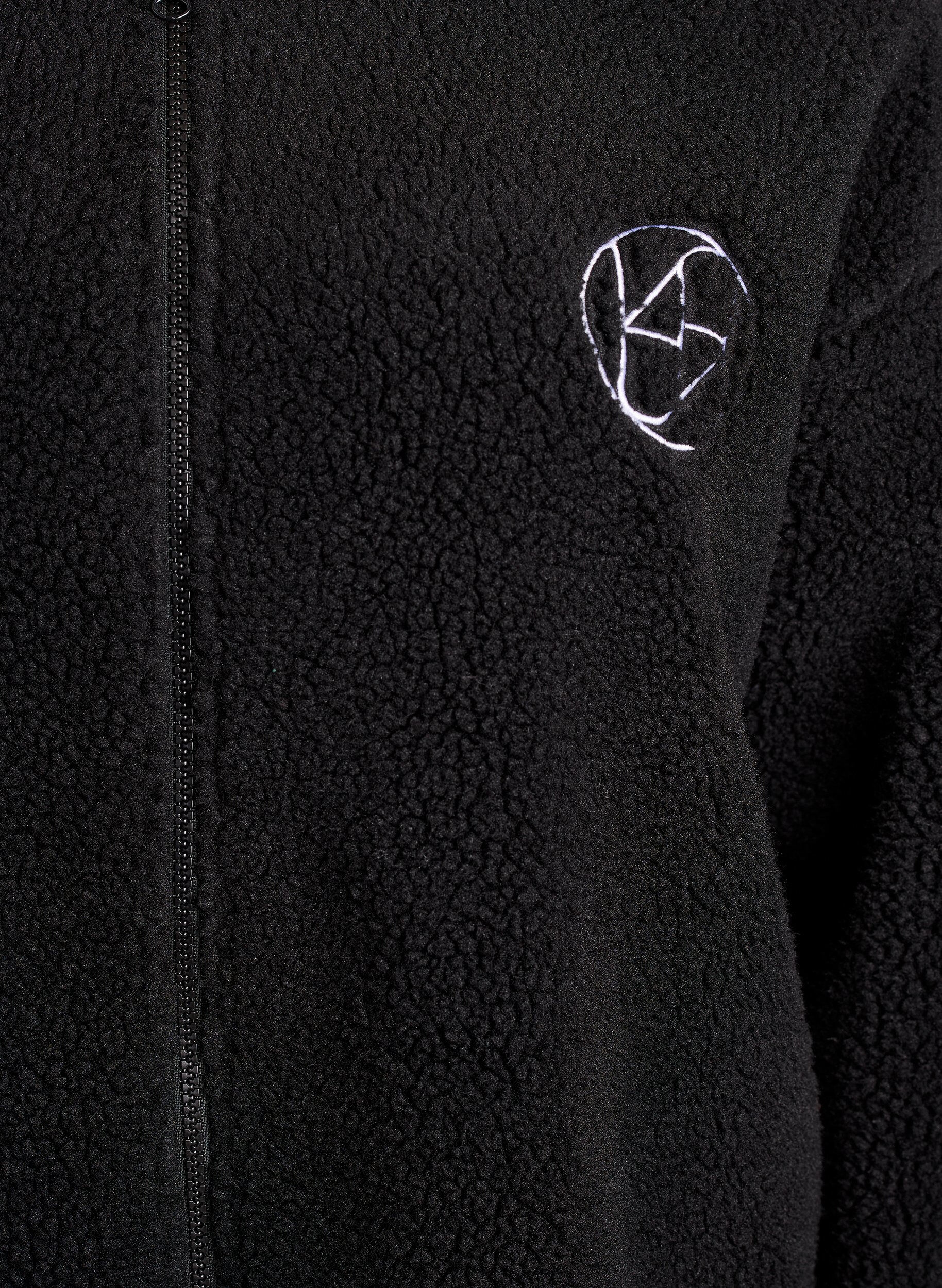 ZizziTeddyfleece jas met strependetails, Zwart, Packshot image number 2