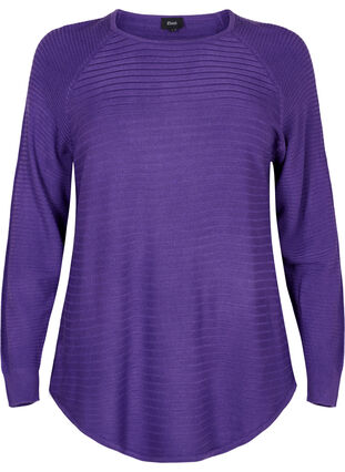 Gebreide blouse met ronde hals, Ultra Violet, Packshot image number 0