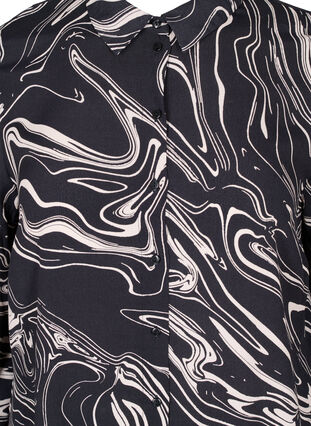 Robe chemise en viscose avec imprimé, Black Swirl AOP, Packshot image number 2