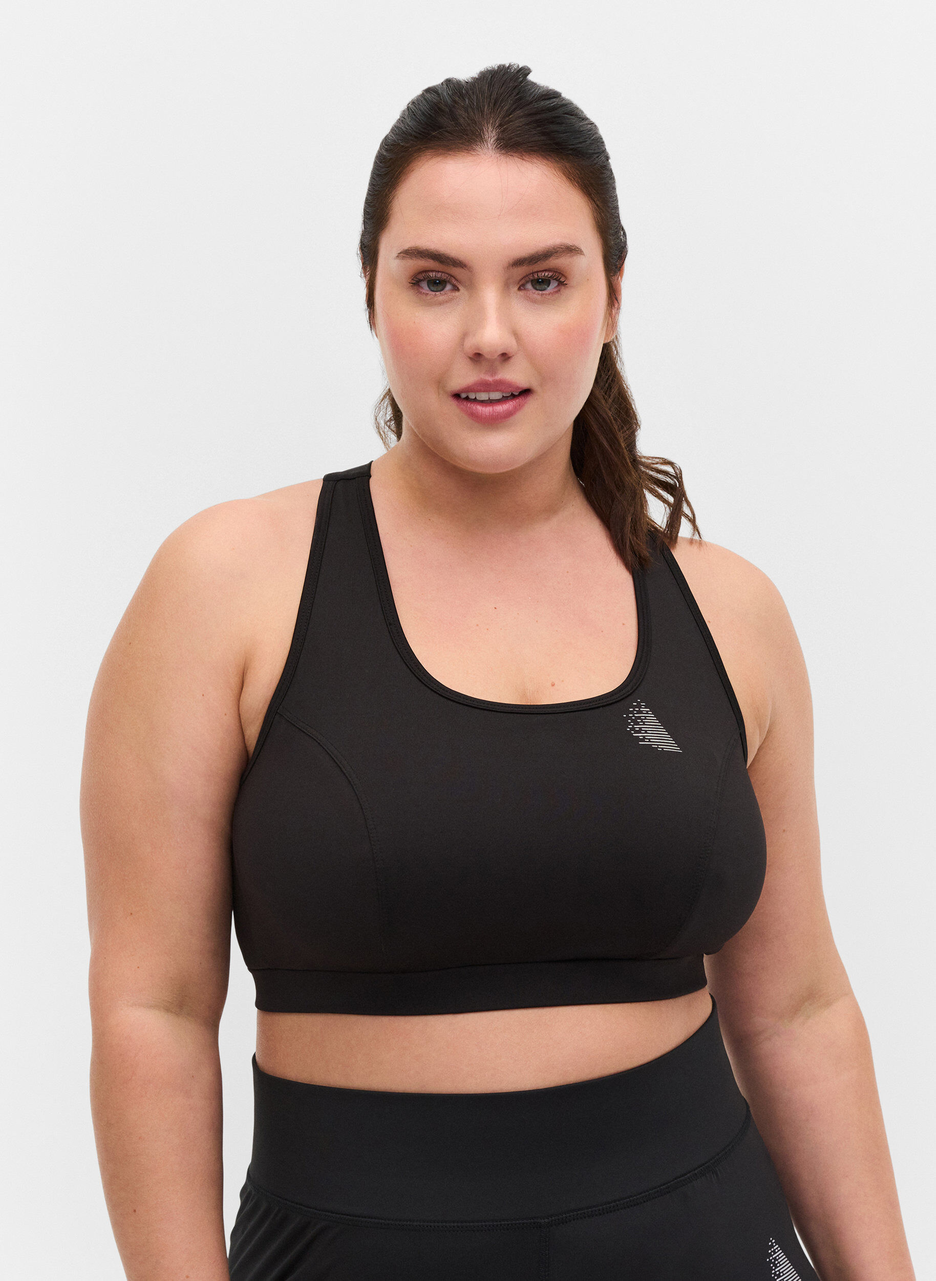 ZizziSporttop met effen kleur en gekruiste rug, Black, Model image number 0
