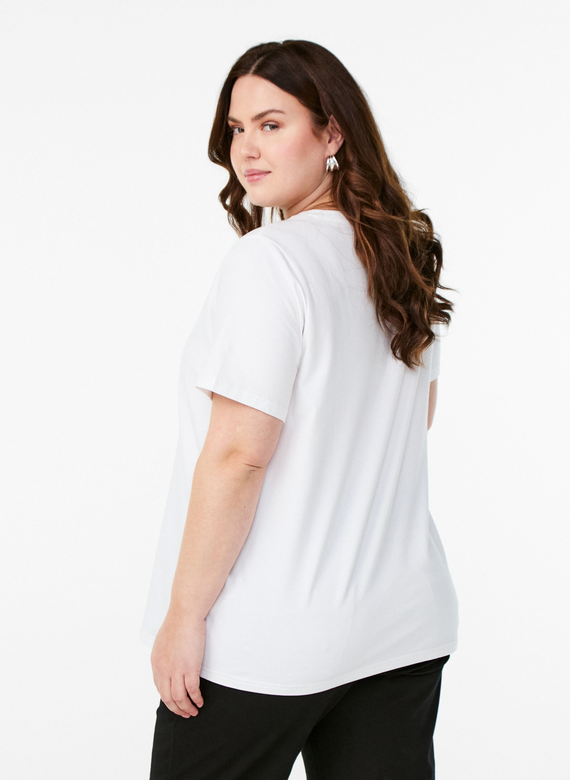 ZizziT-shirt in biologisch katoen met bloemenprint, B. White w. Rose, Model image number 1