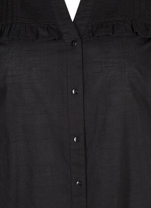 Tunique en coton avec boutons et volants, Black, Packshot image number 2
