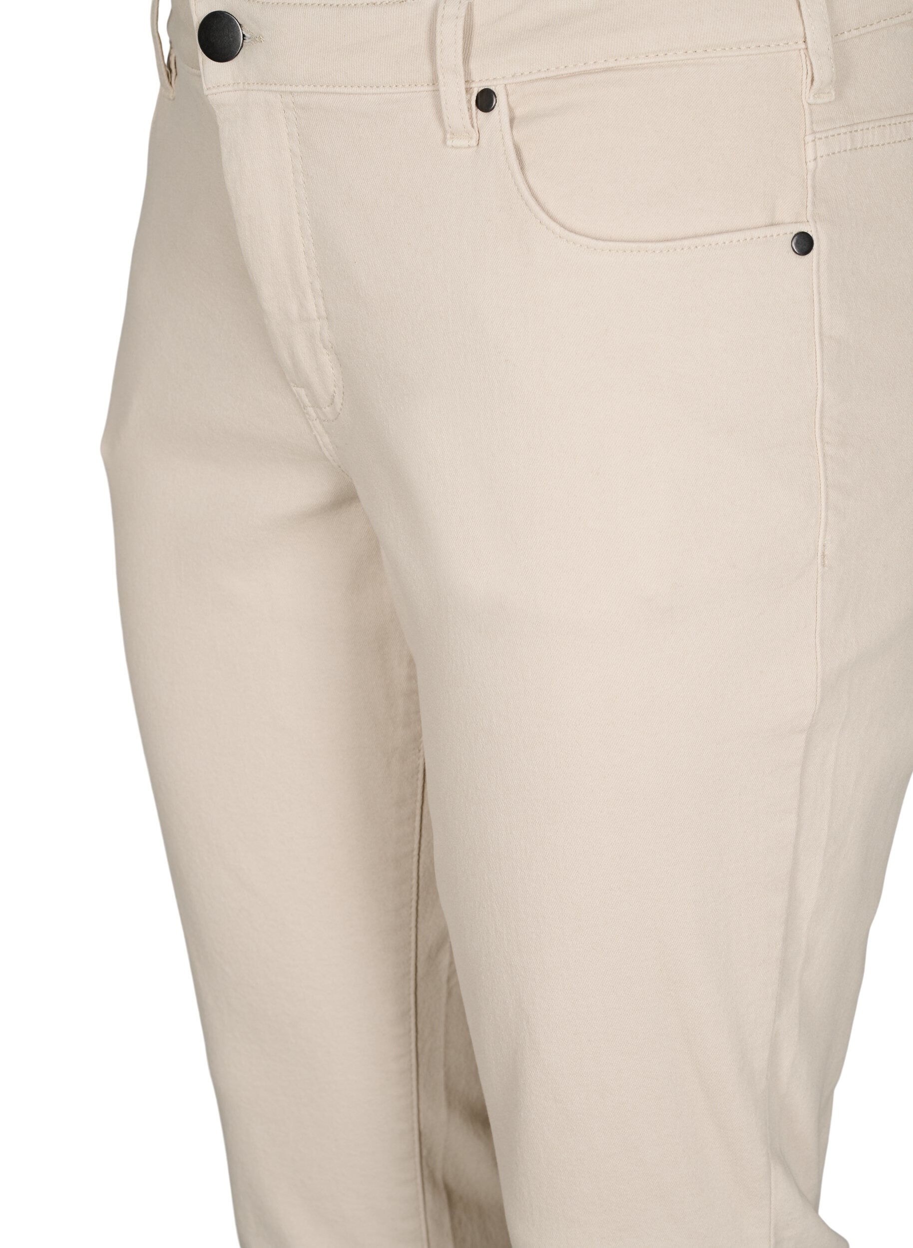 Zizzi Emily jeans coupe slim de taille classique, Beige, Packshot image number 2