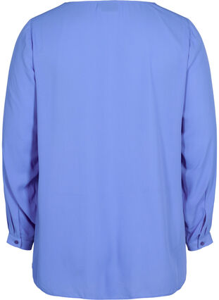 Effen kleur overhemd met v-hals, Ultramarine, Packshot image number 1