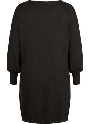Gebreide jurk met ballonmouwen en lurex, Black w/ Lurex, Packshot image number 1