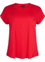 T-shirt met korte mouwen van katoenmix, Tango Red, Packshot
