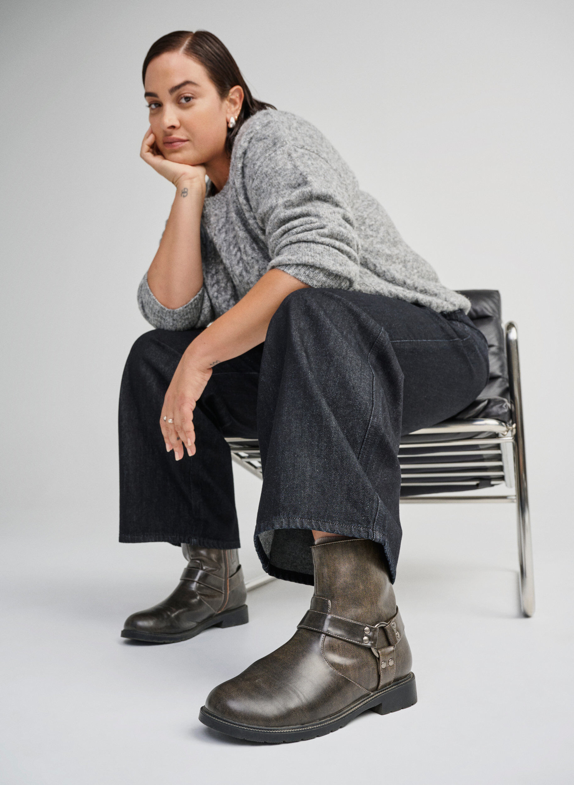 Large - Bottine biker courte