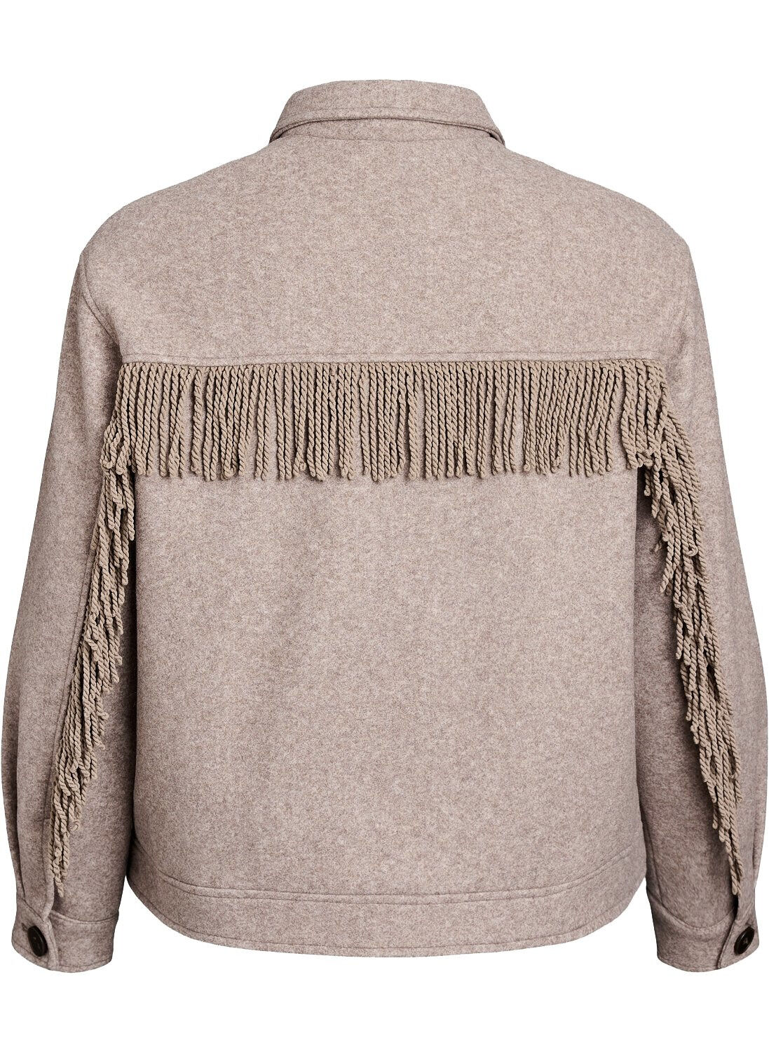 ZizziKorte shirtjas met franjes, Beige, Packshot image number 1