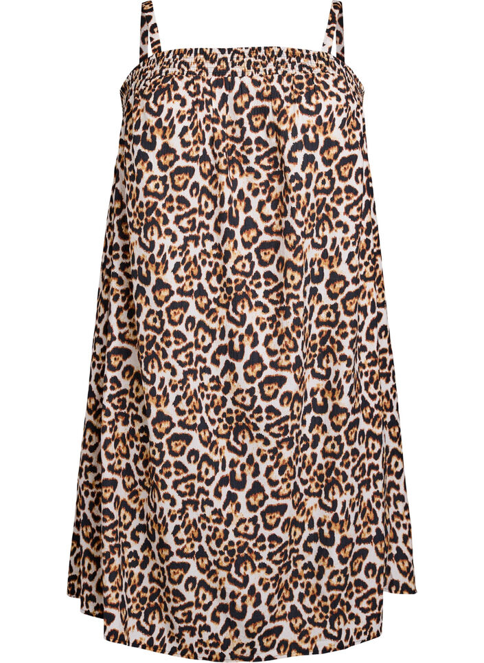 Robe courte en viscose avec bretelles spaghetti, Beige, Packshot image number 0