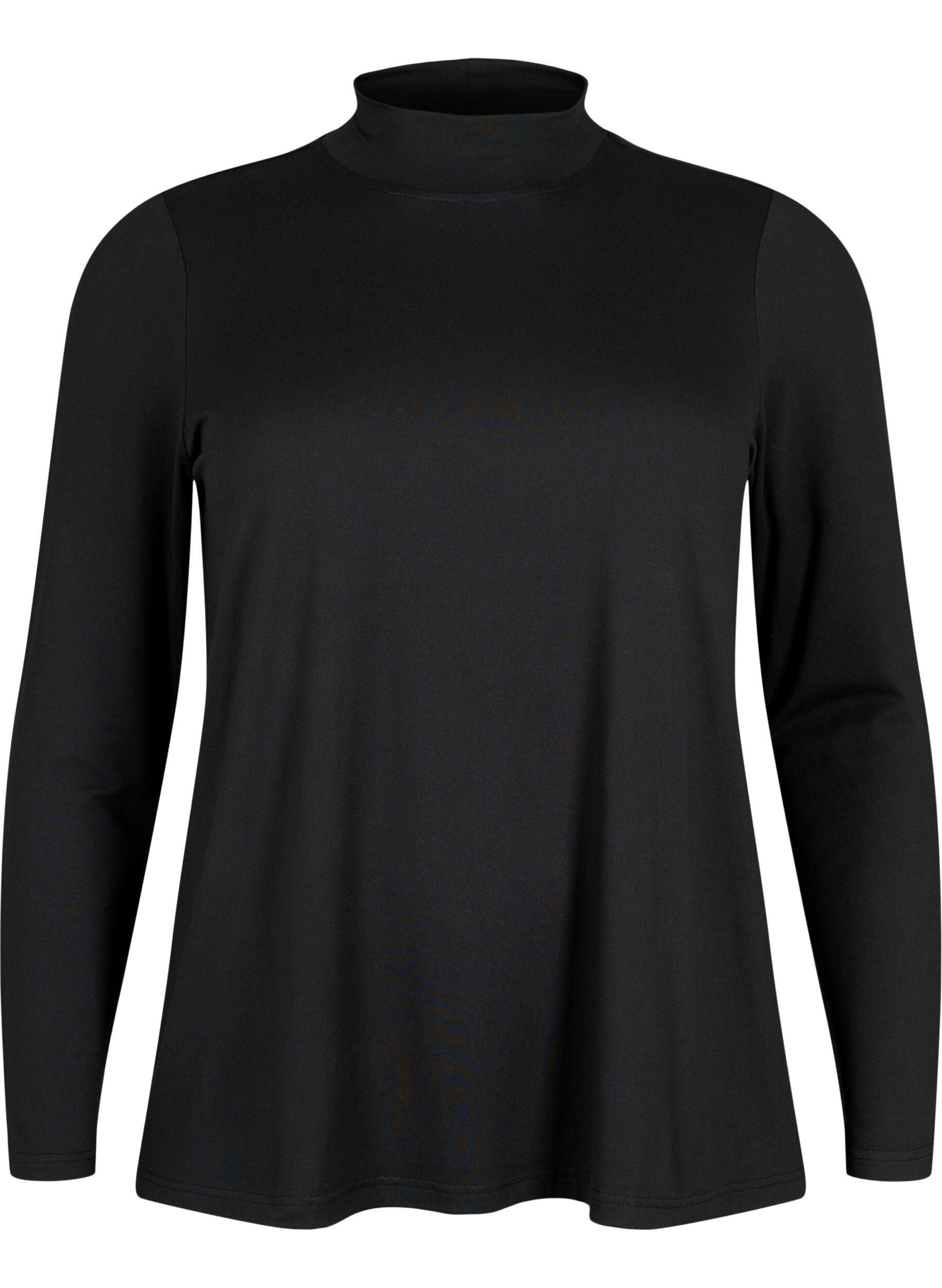 ZizziFLASH - Blouse met lange mouwen en col, Zwart, Packshot image number 0