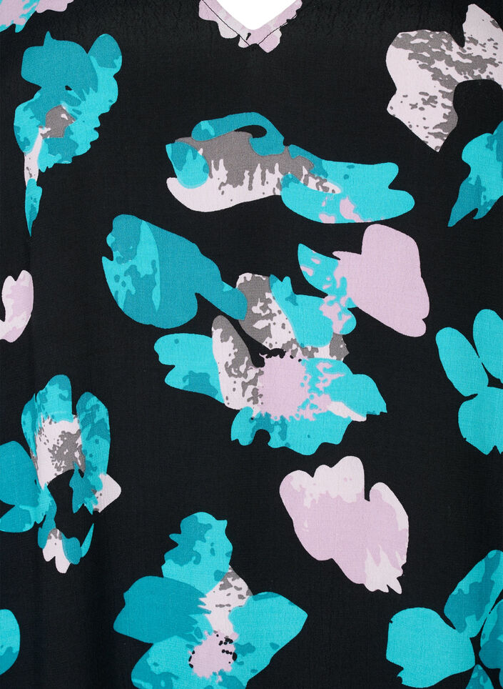 Viscose jurk met lange mouwen en print, Blue AOP, Packshot image number 2