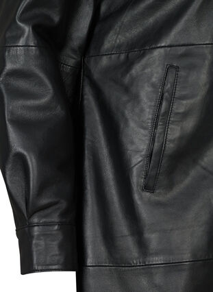 Veste chemise longue en cuir, Black, Packshot image number 3