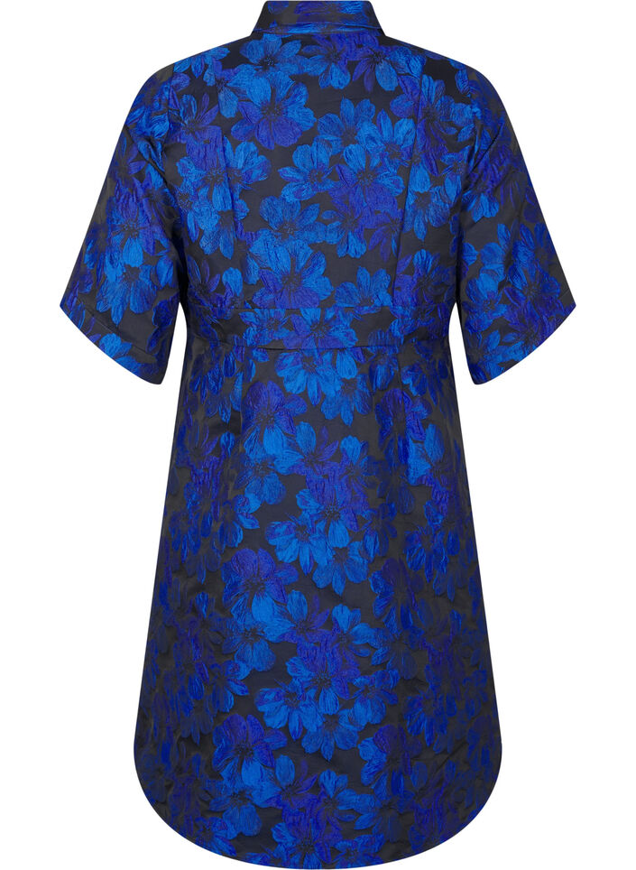 Robe courte en jacquard avec manches 3/4, Black Blue, Packshot image number 1