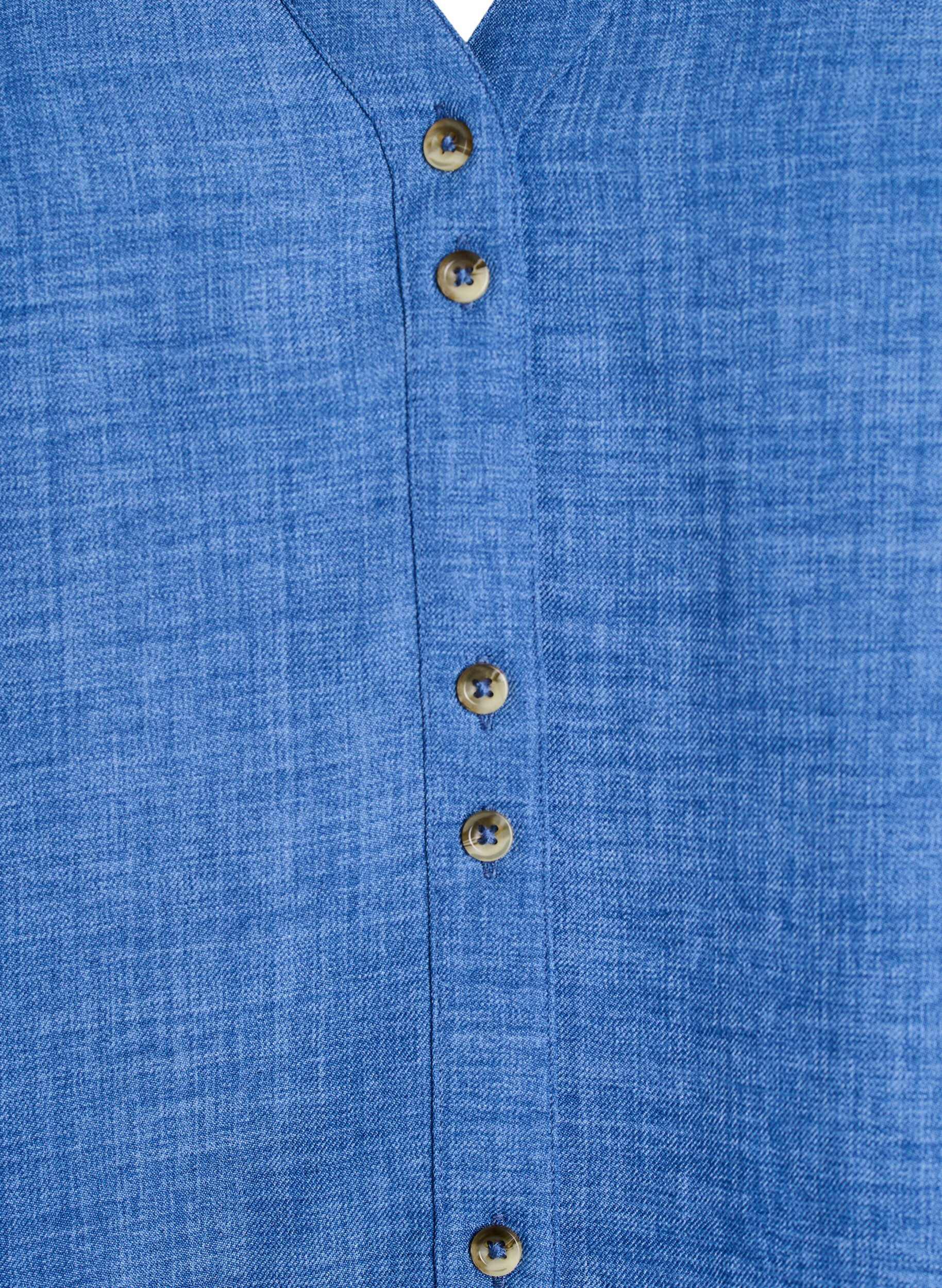 ZizziOverhemd blouse met V-hals en korte mouwen, Blauw, Packshot image number 2