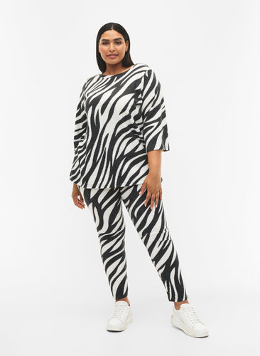 Leggings avec imprimé zébré, White Zebra, Model image number 0