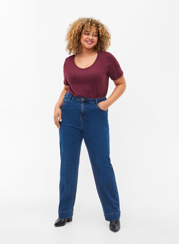 Regular fit Megan jeans met extra hoge taille, Blue denim, Model image number 0