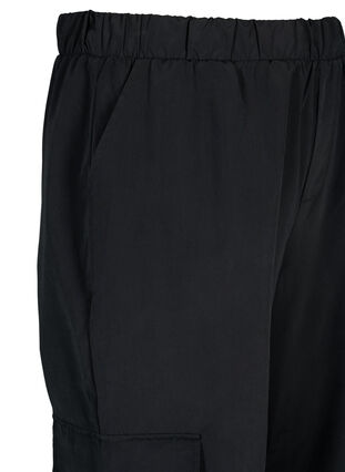 Cropped cargobroek met verstelbare elastiek, Black, Packshot image number 2