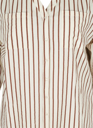 Lange katoenen blouse met strepen en v-hals, Stripe, Packshot image number 2
