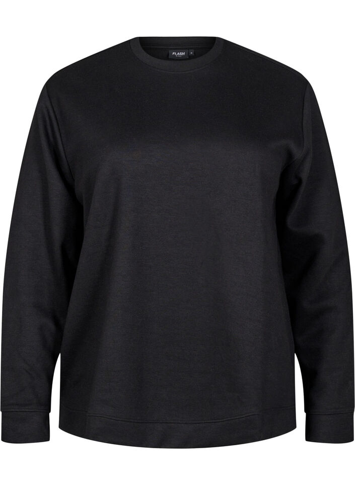 Sweat-shirt &agrave; col ras du cou, Noir, Packshot image number 0