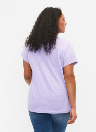 T-shirt en coton avec imprimé feuilles, Lavender C Leaf, Model image number 1