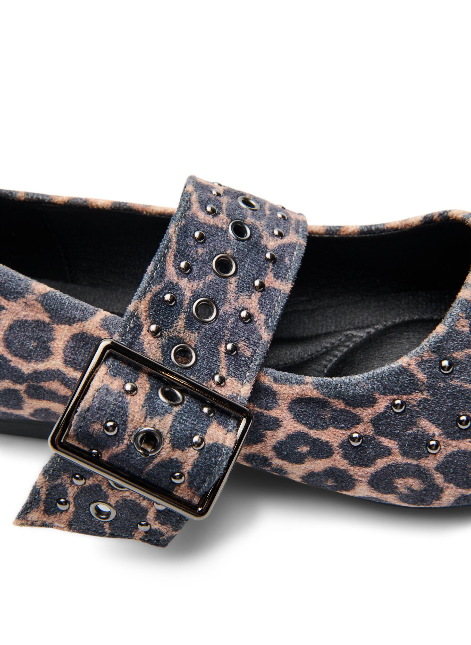 ZizziWide fit - Luipaard print ballerina met gesp en studs, Bruin, Packshot image number 4