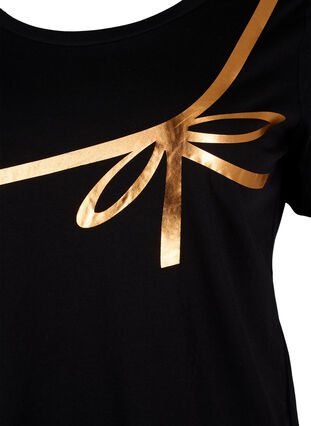 Kerst t-shirt in katoen, Black Copper Bow, Packshot image number 2