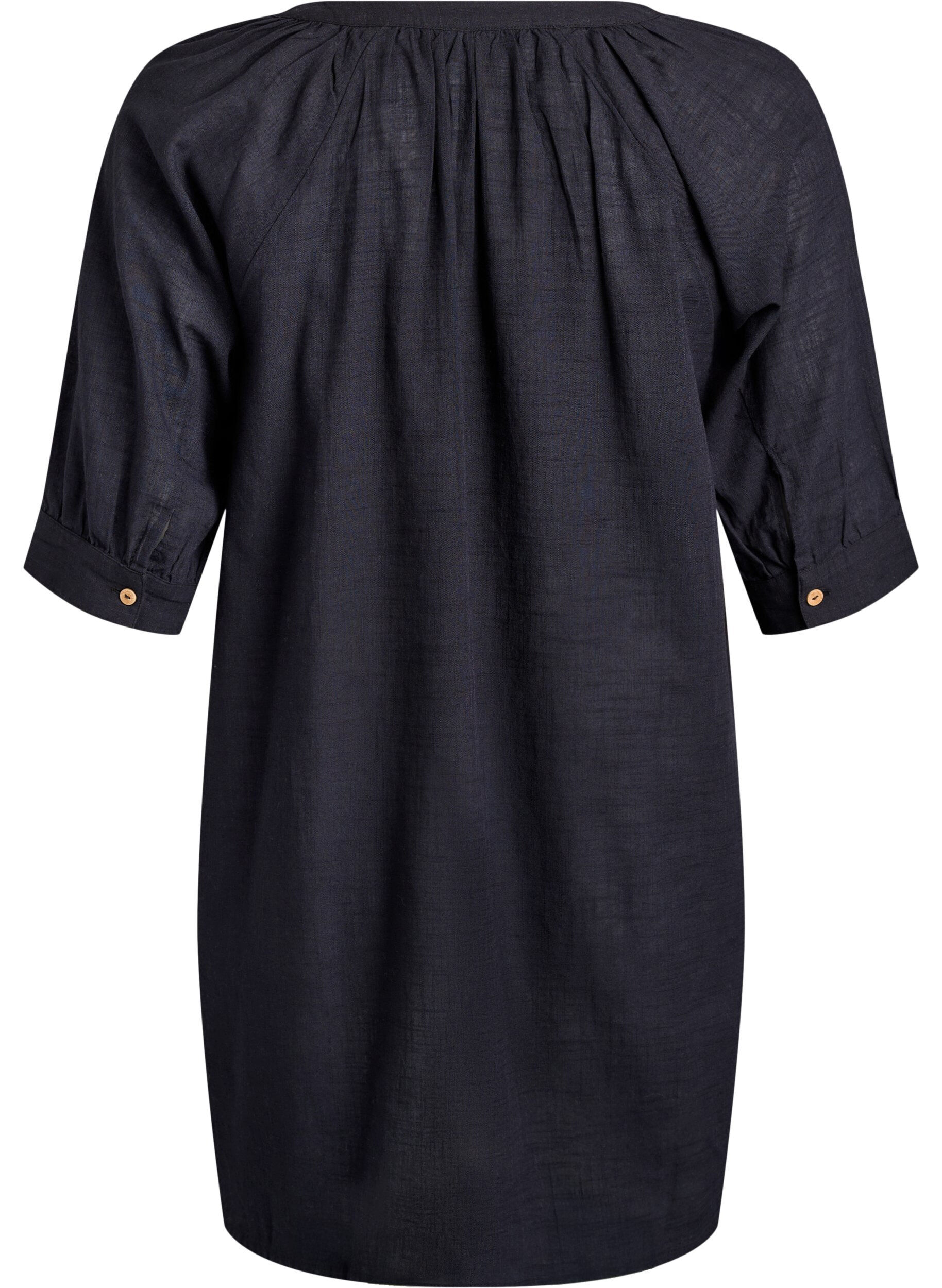 ZizziKatoenen tuniek met V-hals, Zwart, Packshot image number 1