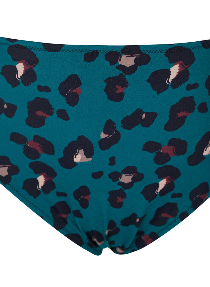 Bikinibroekje met hoge taille, Teal Leopard, Packshot image number 2