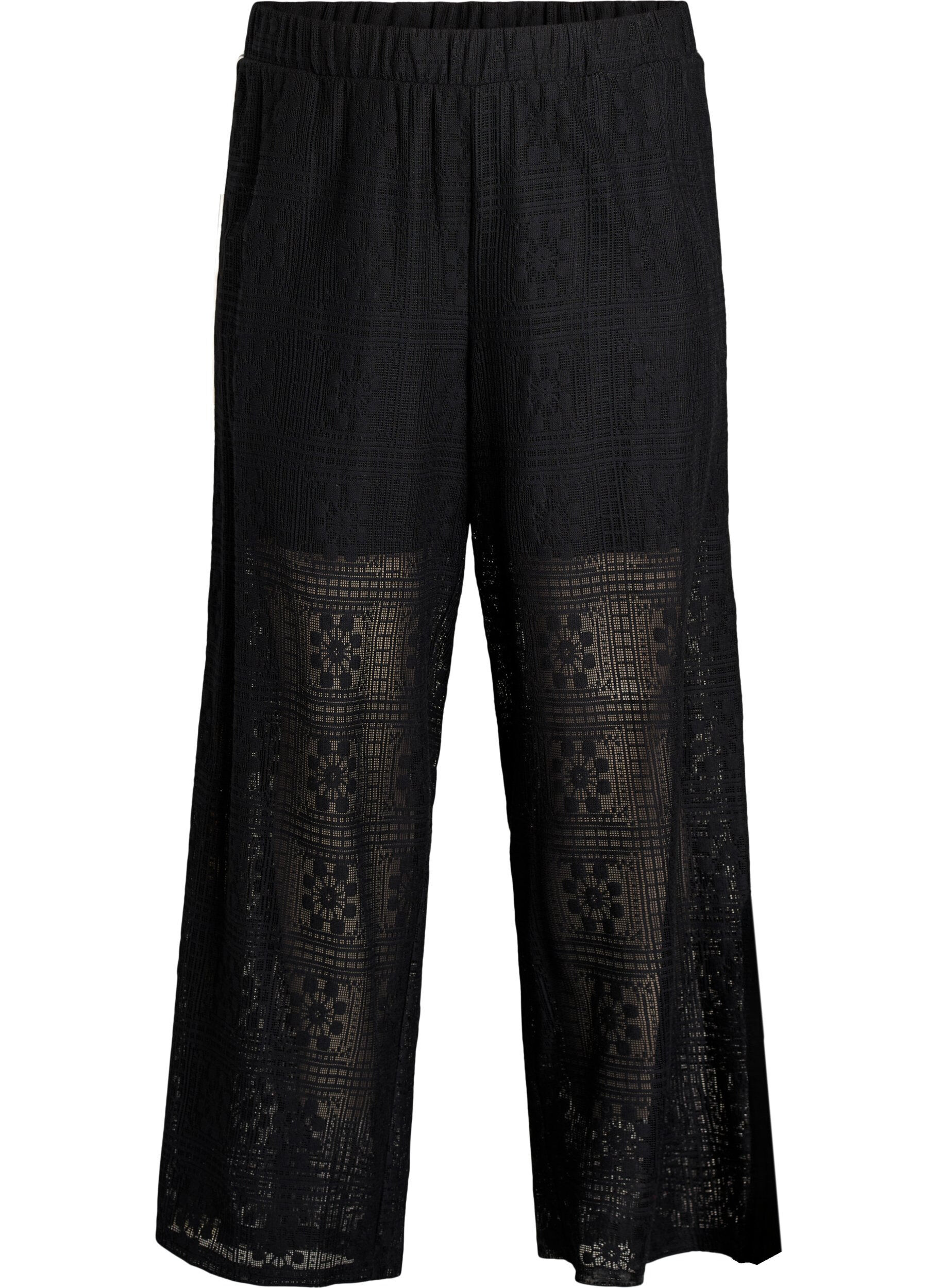 Pantalon large en dentelle avec bandes contrastantes