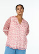 Chiffonblouse met bloemenprint en gehaakte bies, Rood, Model image number 0
