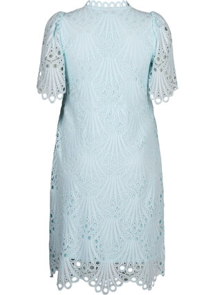 Gehaakte jurk met korte mouwen, Delicate Blue, Packshot image number 1