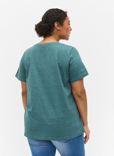 T-shirt imprimé en coton, Balsam Green DOT, Model image number 1