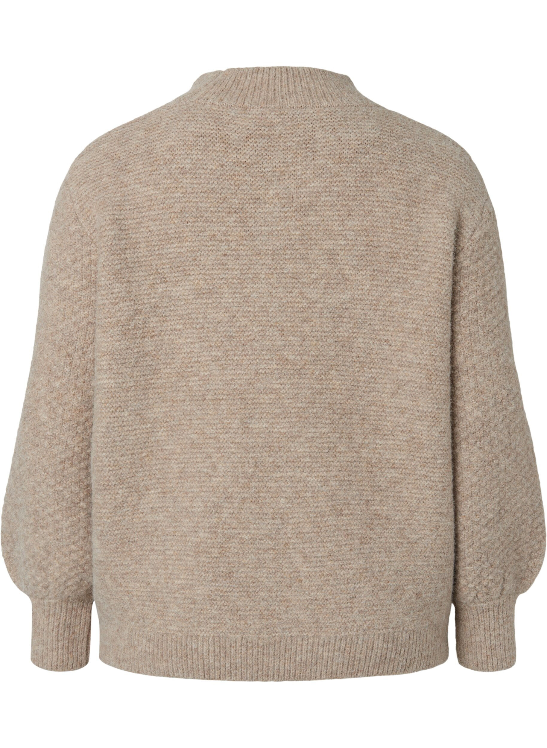 Zizzi Pull en tricot &agrave; motifs avec col roul&eacute;, Simply Taupe Mel., Packshot image number 1