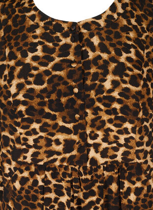 Tunique en viscose à imprimé léopard et coupe trapèze, Raw Umber AOP, Packshot image number 2