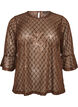 Doorschijnende blouse met pailletten en een ruitpatroon, Bruin, Packshot image number 0