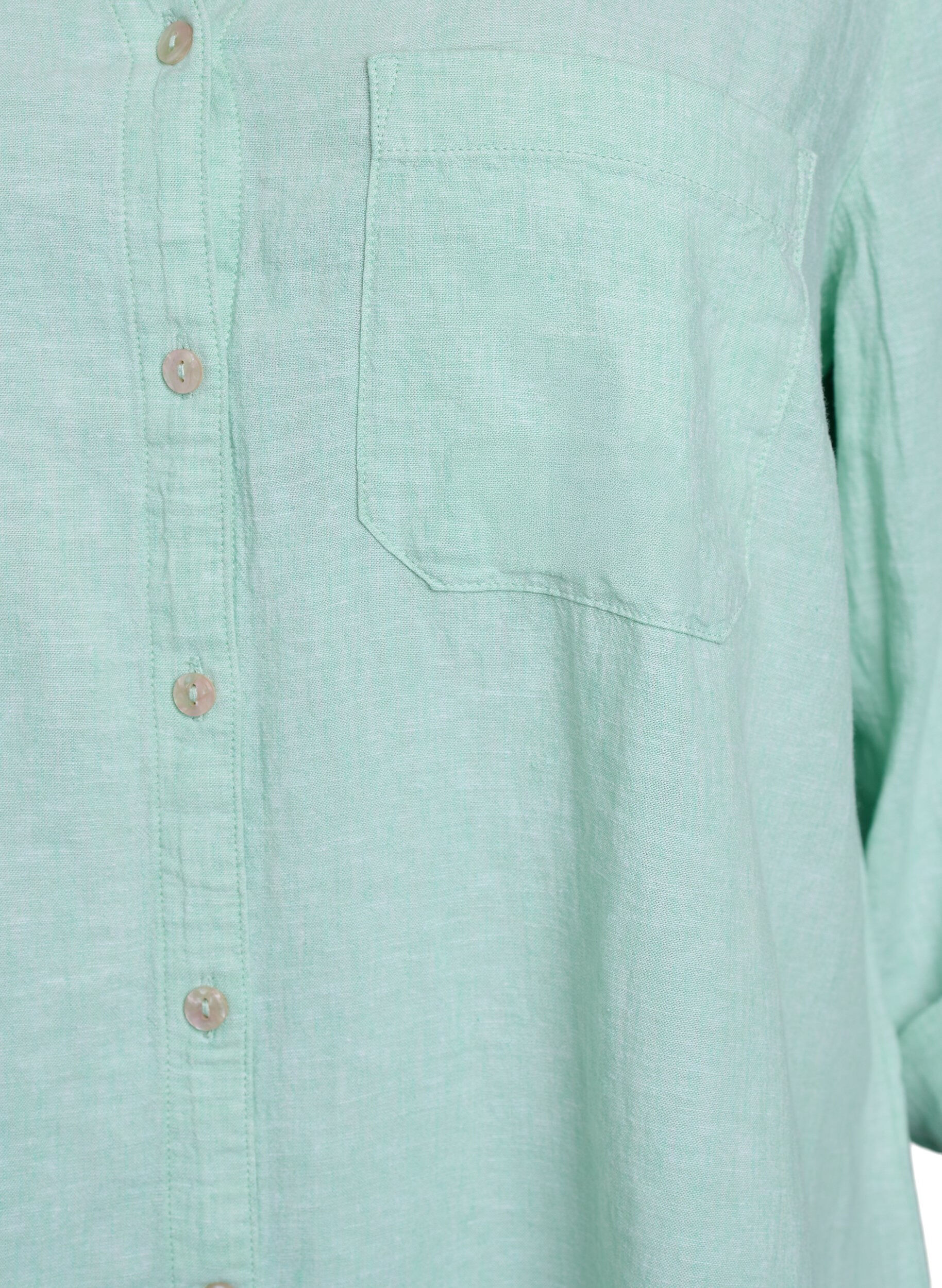 Zizzi Chemise en lin et viscose avec manches 3/4, Vert clair, Packshot image number 2