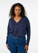 T-shirt met lange mouwen, V-hals en knopen, Blauw, Model image number 0