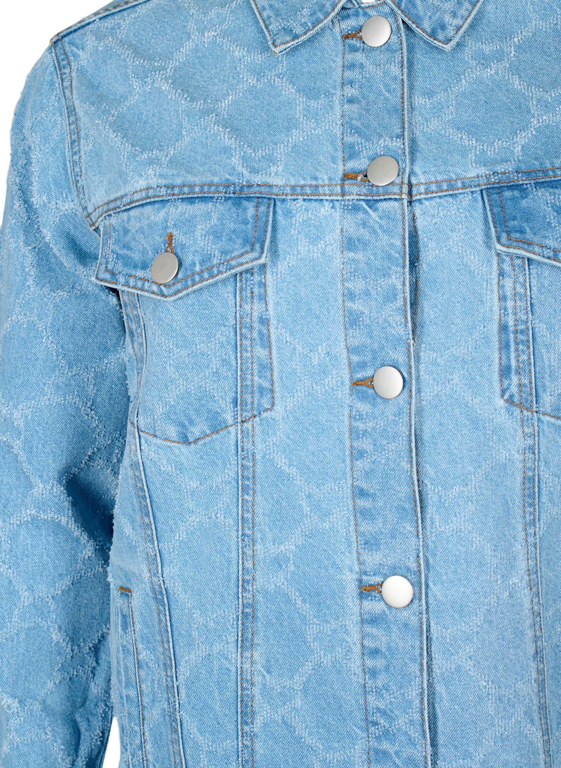 Zizzi Veste en jean avec motif d&eacute;chir&eacute;, Blue denim, Packshot image number 2