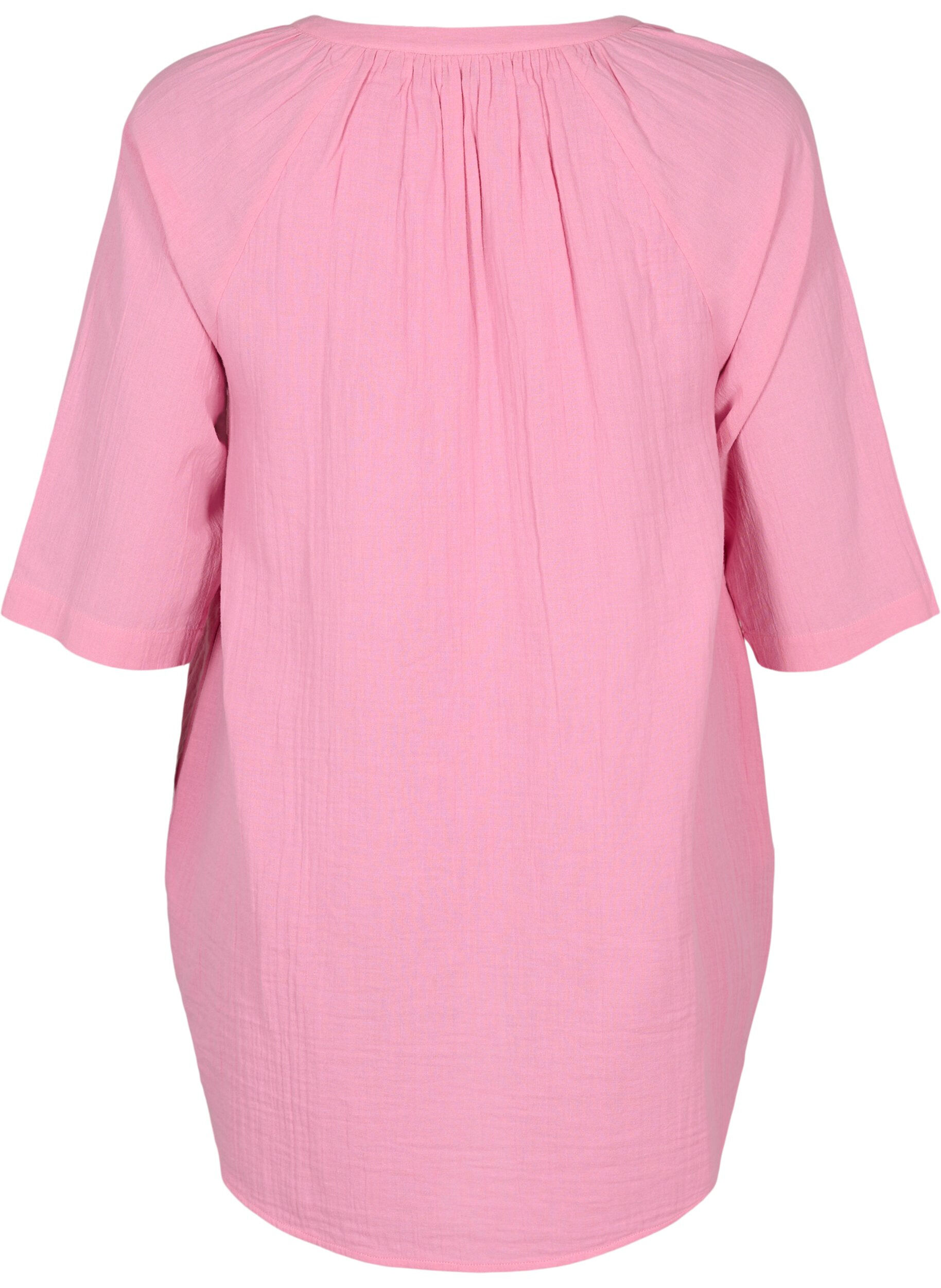 Zizzi3/4 mouw tuniek in katoen, Rosebloom, Packshot image number 1
