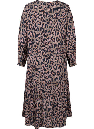 Midi-jurk met print in viscose, Ivy Green Leopard, Packshot image number 1