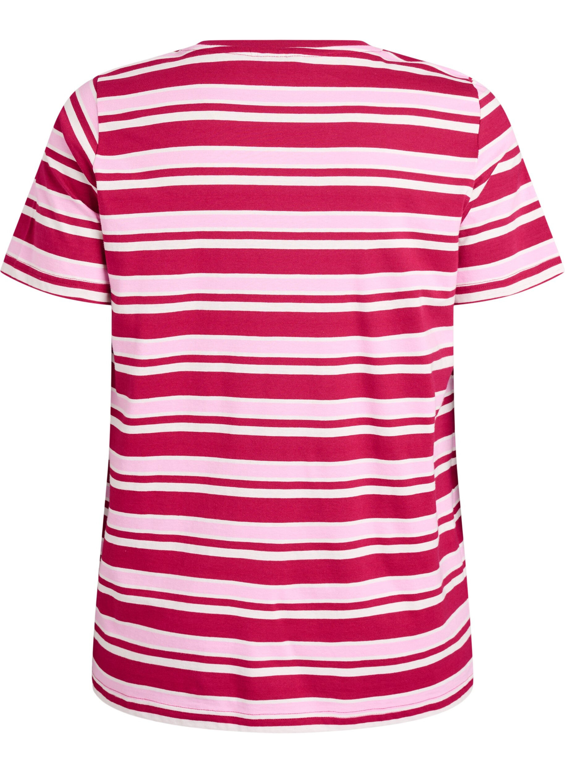 ZizziKatoenen T-shirt met strepen, Roze, Packshot image number 1