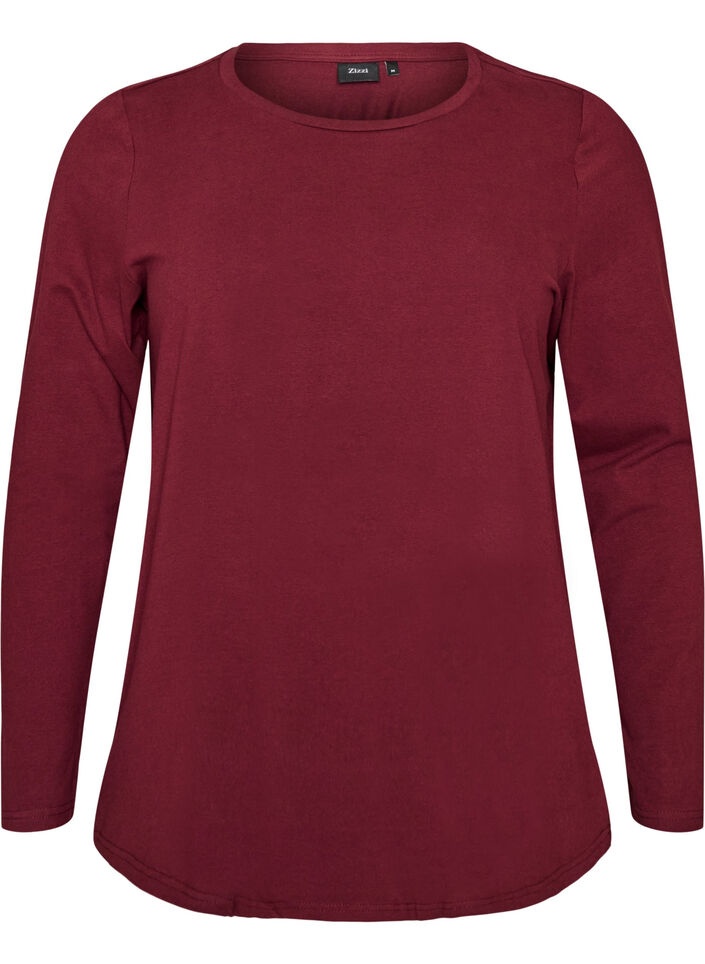 Blouse basique en jersey &agrave; manches longues, Bordeaux, Packshot image number 0