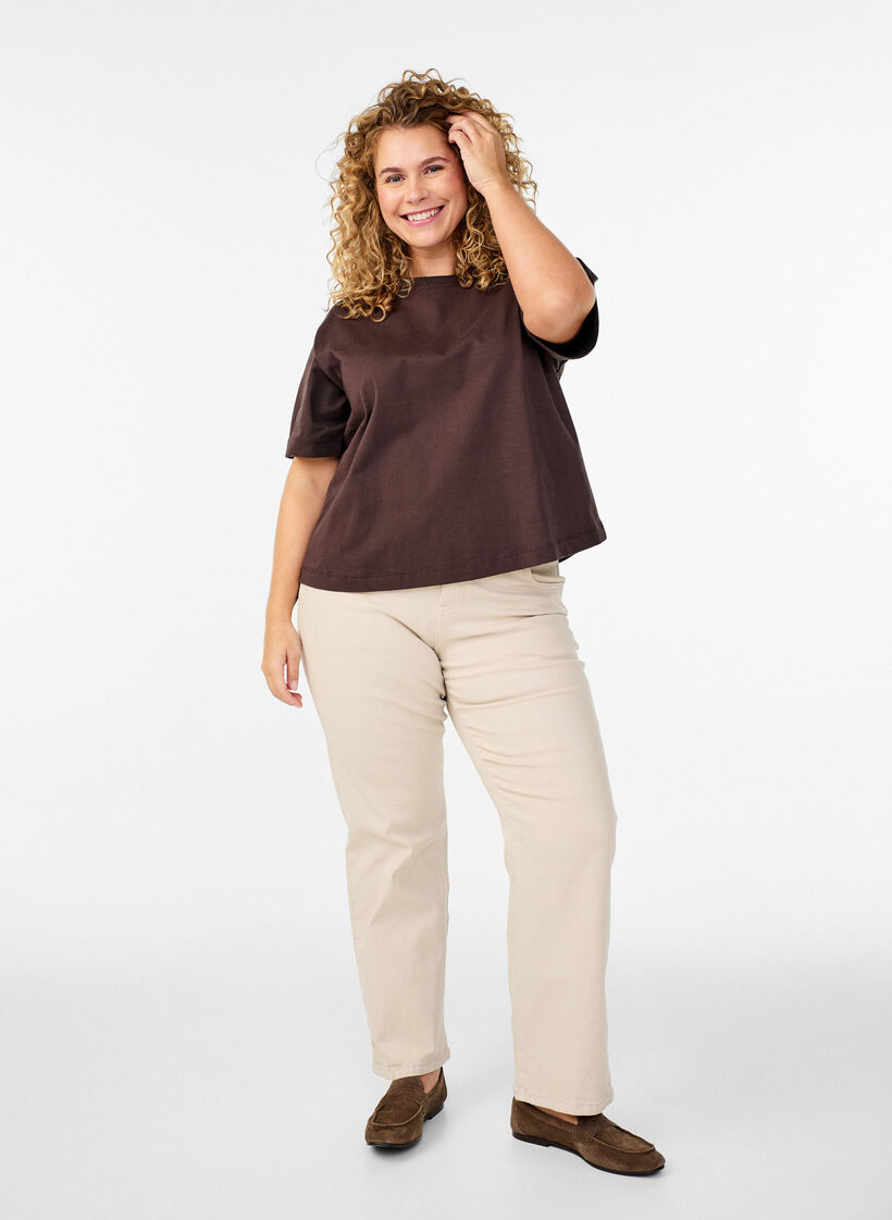 Gemma high-waist jeans, Beige, Model image number 0