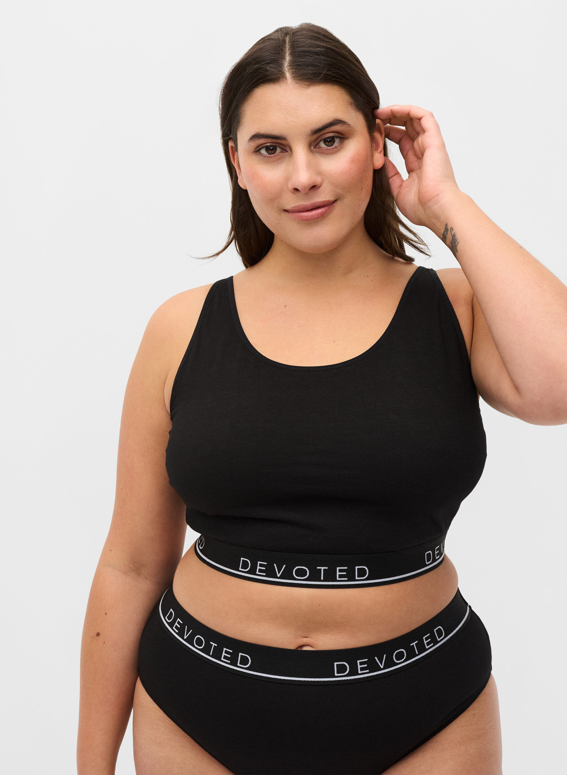 ZizziKatoenen beha met verstelbare bandjes, Zwart, Model image number 0