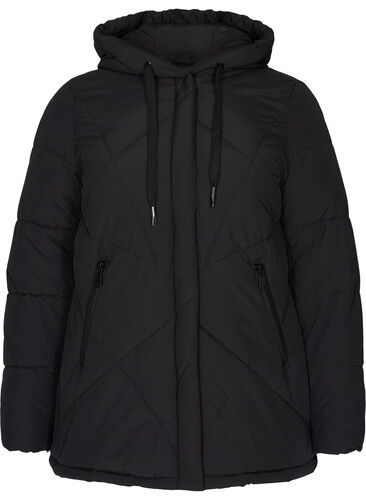 Veste d'hiver tendance avec capuche et poches, Black, Packshot image number 0
