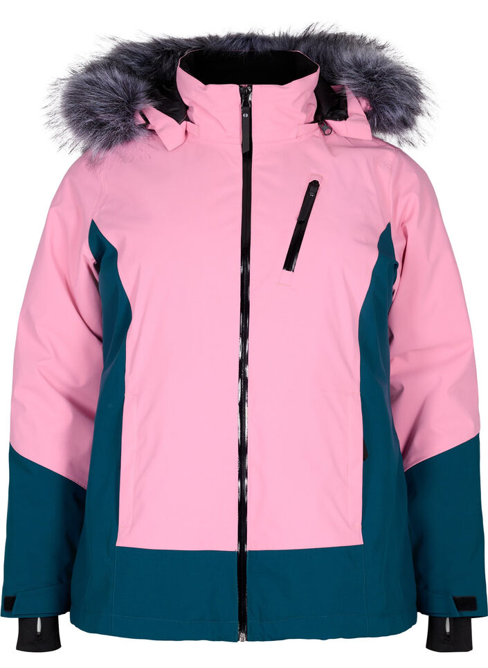 Veste de ski avec capuche détachable, Sea Pink Comb, Packshot image number 0