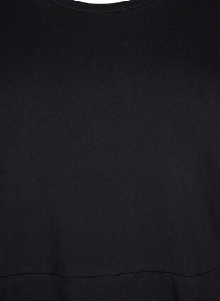 Effen katoenen jurk met korte mouwen, Black Solid, Packshot image number 2
