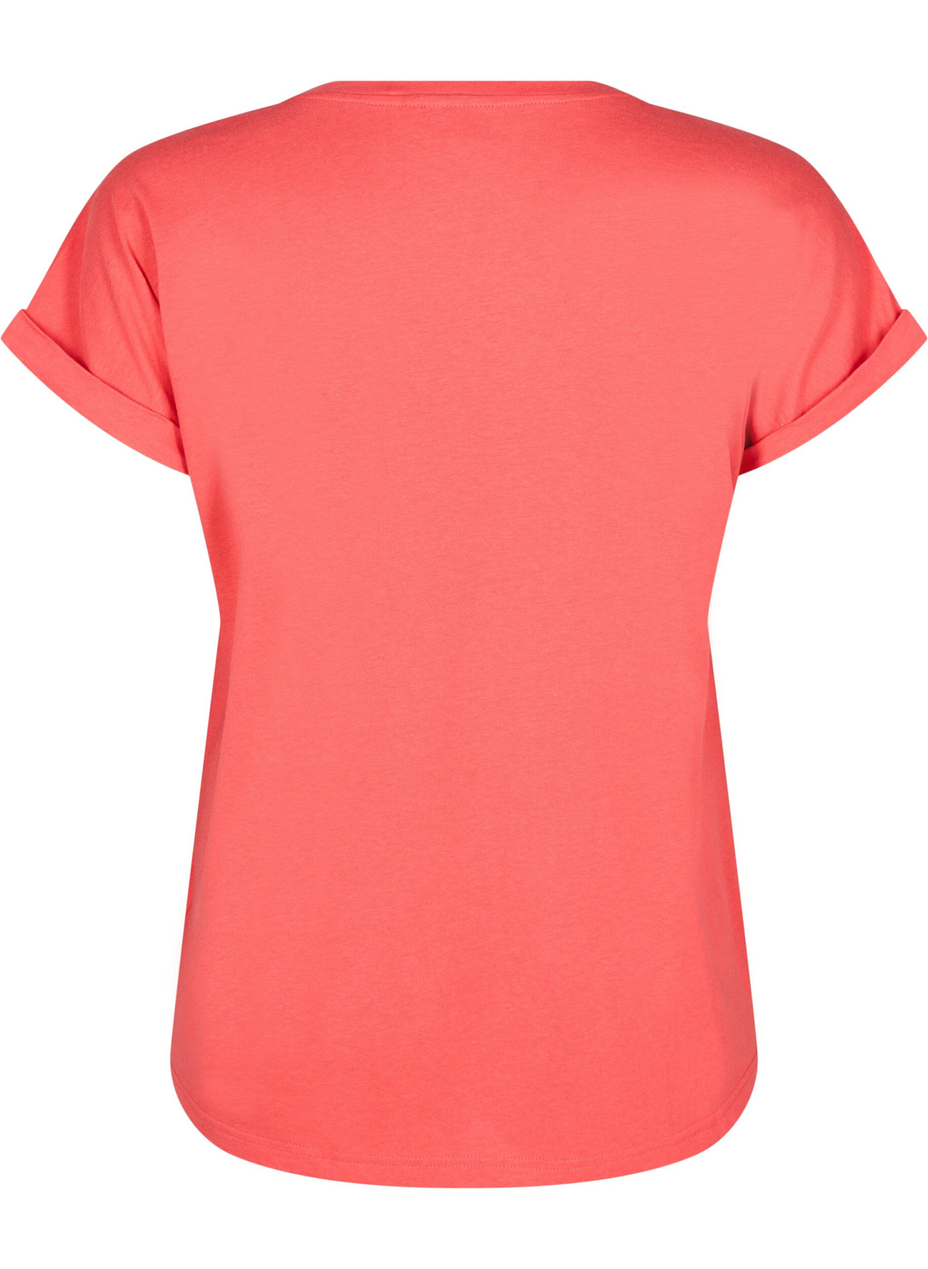 ZizziT-shirt met korte mouwen van katoenmix, Rood, Packshot image number 1